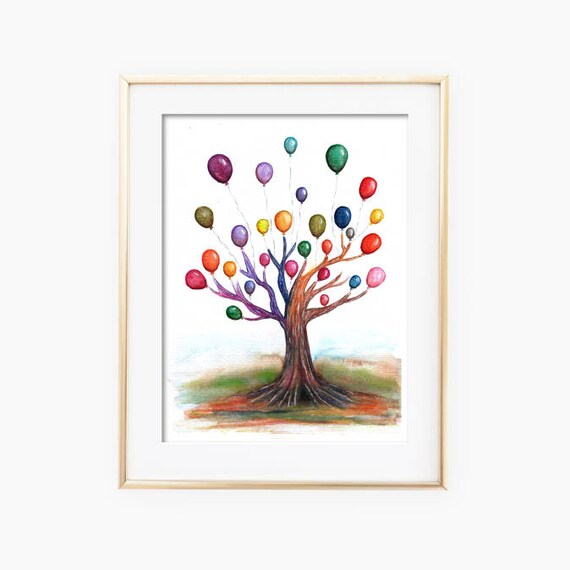 Balloon Tree Art Balloon Tree Watercolor Balloon Tree