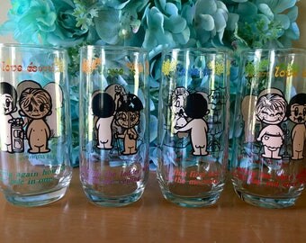 Love Is...Comic Strip Glass Tumbler - Set of 4