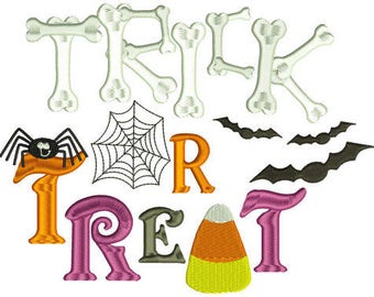 Trick Or Treat Fall Halloween Shirt Embroidered T-shirt or Embroidered Bodysuit Baby Shower Funny Shirts First Halloween Top
