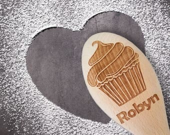 Personalized Spoon - Hostess Gift - Wooden Kitchen Utensils - Cupcake - Wooden Spoon - Cooking Spoon - Personalized Gift - Baking Gifts