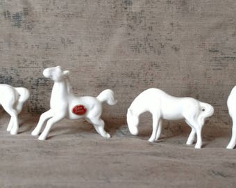 4 Vintage miniature bone china horses