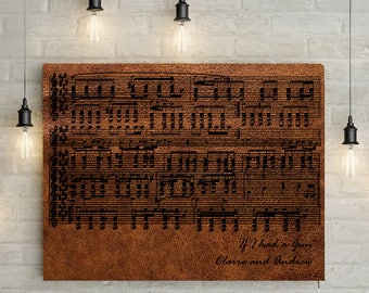 Leather Anniversary Custom Music Sheet - 3rd Wedding Anniversary Gift, First Dance/ Wedding Song Music Notes on Canvas