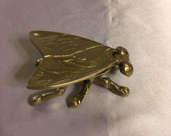 Vintage Brass Fly Personal Ashtray/Trinket Box