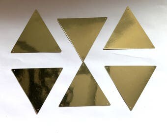 Set of 6 Golden color sequins, Golden Colour triangle sequins, Big triangle sequins from India, Metal look Sequins