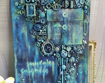 Decorative canvas: Steampunk, messengers of time - can be used as door photo