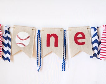 Baseball Birthday High Chair Banner - Baseball Theme Photo Prop - Boy 1st Birthday - Party Supplies - One Banner - Birthday Party Ideas