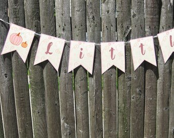 Little Pumpkin Banner - Fall/Autumn Party for Girl - Decorations for Baby Shower or First Birthday - Instant Download PDF File