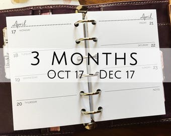 POCKET 2017 WO2P Inserts Oct-Dec 2017 | Printed Planner Inserts | Weekly | Horizontal (po06)