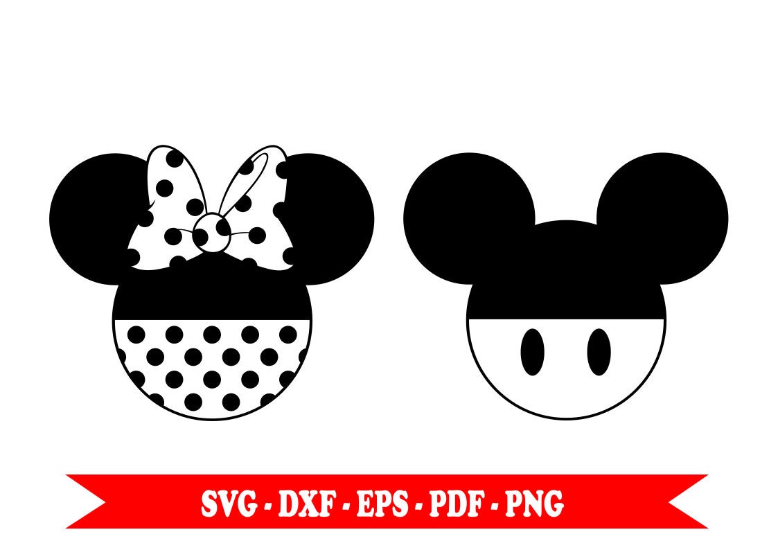 Download Mickey mouse and Minnie mouse head silhouette clip art