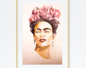 Original Watercolor Painting,Watercolor Painting,Portrait,Portrait of Frida Kahlo.