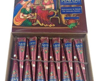 Natural Henna Cones 16 Pcs, Temporary Tattoo Kaveri Mehandi, Herbal Body Art Kit, Bridal Makeup Party Tattoos Extra Dark Henna Tattoo, Henna