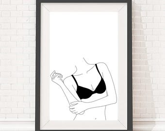 Nude line drawing | Etsy