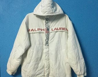 Rare!!vintage 90s polo sport jacket hooded big logo