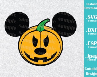 INSTANT DOWNLOAD SVG Disney Inspired Halloween Pumpkin Mickey Ears Halloween Cutting Machines Svg, Esp, Dxf, Jpeg Format Cricut Silhouette