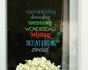 Windowdrawing dutch days of the week