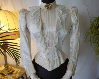 1890 Wedding Bodice, antique dress, antique gown, Victorian Dress