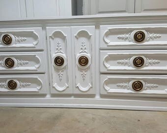 Sold. Out of stock. Shabby chic distressed dresser credenza rustic glam dressers