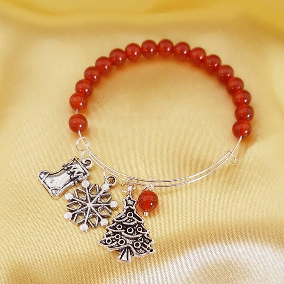 Christmas bangle beaded bangle bracelet Christmas bangle