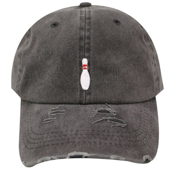 Capsule Design Bowling Pin Vintage Ripped Cotton Baseball Caps