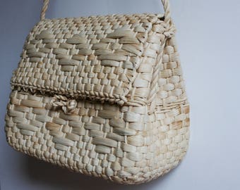 Woven bag, Woven Straw Bag, Straw Handbag, Boho Straw Bag, Handwoven Straw Bag, Woven Shoulder bag, Summer Bag, Cornhusk bag, Basket bag
