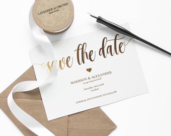 Save the Date template,Gold Save the date PDF, Printable Save the date, Gold save the date cards , Save the dates wedding, Invitation PDF