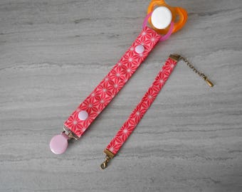 Pacifier cotton Strawberry geometric pattern and bracelet for MOM