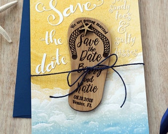 Flip flop Beach wedding Save-the-Date Magnets Set 10
