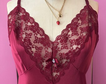 vintage slip/vintage slip dress/fab 208 nyc/burgundy slip/fab 208/grunge slip dress