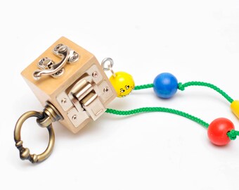 Sensory board Busy board Montessori toy Wooden toy Latch board Fidget cube Activity toy Busy box Blocks Travel busy board Toddler gift Cube