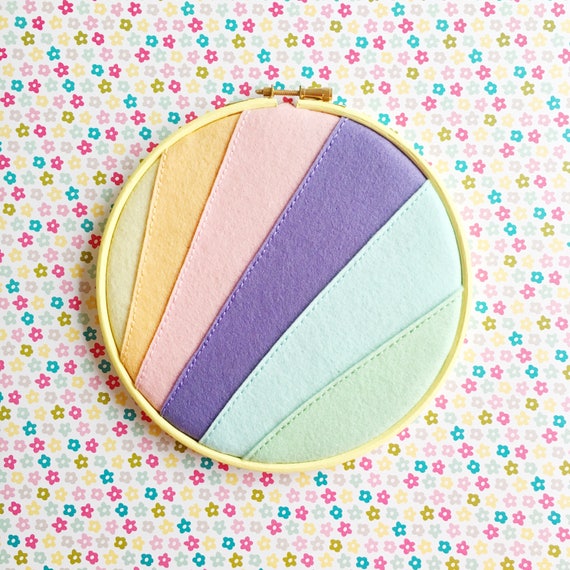 Pastel rainbow enamel pin holder // hand stitched felt