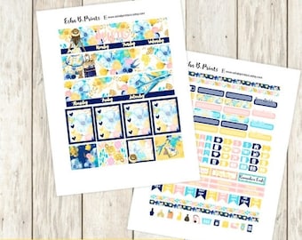 30% OFF SALE Adventure Awaits DARK Printable Planner Stickers/Monthly Kit/Erin Condren/Cutfiles June Summer Glam Vacation Travel