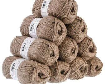 10 x 50 g knitting wool EKO FIL, #027 earthy colours