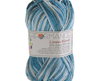 10 x 50 g knitting wool linen blend, #9159 shades of blue