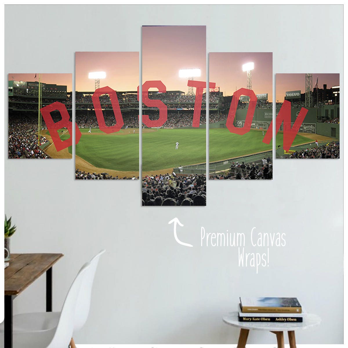 Boston Red Sox Canvas Artwork Wall Decor 5 Panel Canvas