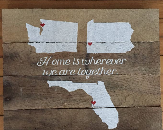 Home is wherever we are together pallet wood sign