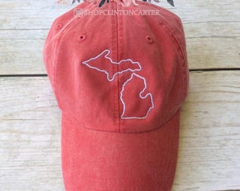State Outline Cap | Michigan | ANY STATE - Monogram Ball Cap - Monogram Cap - Monogram Hat - Monogrammed Cap