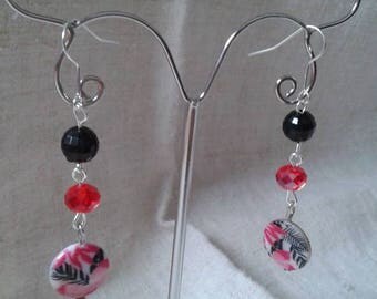 Chinese Red and black earrings