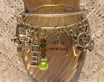 Peter Pan Charm Bangle Bracelet/Peter Pan Jewelry/Peter Pan Bangle/Peter Pan Gift/Peter Pan/Peter Pan Charm Jewelry