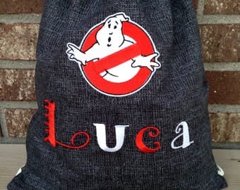 Personalized Ghostbusters Drawstring Backpack, Ghostbusters drawstring bag, personalized ghostbusters cinch sack, Ghostbusters backpack bag