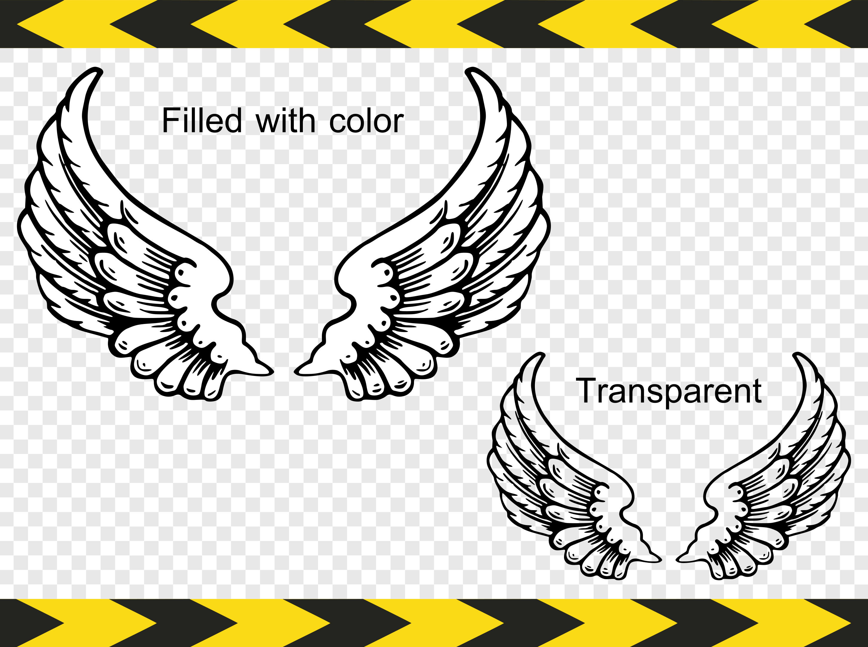 Download Angel wings SVG files for silhouette Clipart Decal DXF PDF Png