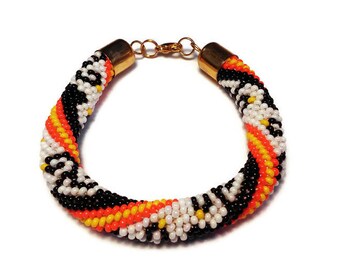 Roll On Bracelet Crochet Bracelet Beads Beaded Bracelets Jewelry Glass Bead Bracelet Womens Bracelet Seed Bead Bracelet Nepal Bracelet Gift