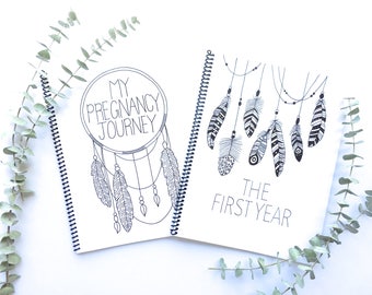 Pregnancy Journal, Pregnancy Book, Baby Book, Baby Album, Gender Neutral, Simple, Modern, Pregnancy Book, Monochromatic | The Mom To Be Duo