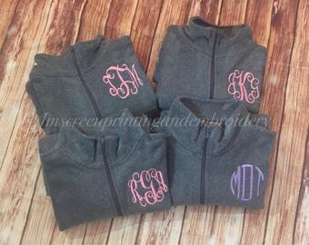 Monogrammed Quarter Zip* Monogram Pullover * Monogram Fleece* Personalized Gift* Gifts for Her* Girlfriend Gift* Bridesmaid Gift* Monogram