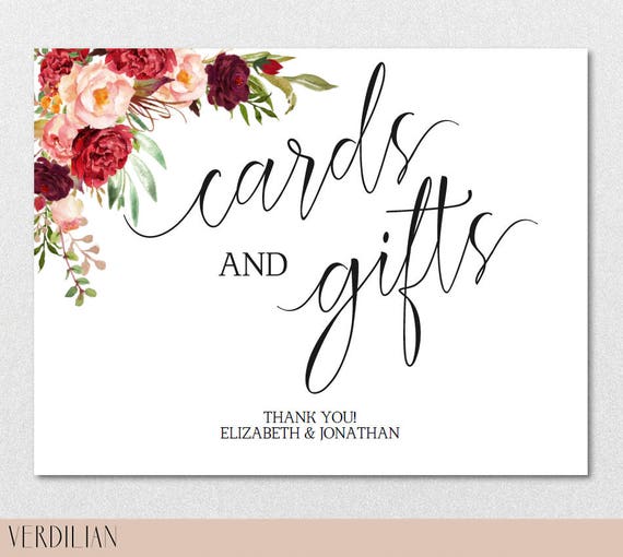 Cards and Gifts Sign Printable Template Gift Table Sign Sign