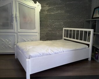 beautiful 1/6 scale barbie doll size wooden doll bed..