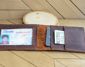 Genuine Calf Leather Card Holder Wallet - Slim RFID Blocking Wallet With ID Window & Multiple Slots - View #6