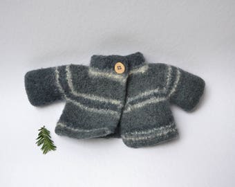 Jacket felted from 100% Merino wool Clothes for Waldorf doll Clothes for Steiner doll Waldorf doll cardigan Steiner doll cardigan knit felt