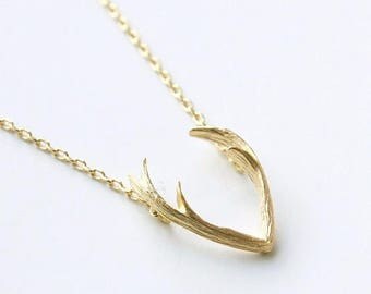 Antler Necklace,Gold Antler Necklace Pendant,Deer Antler Necklace,Gold Deer Antler Necklace,Antler Jewelry,Gold Antler Jewelry