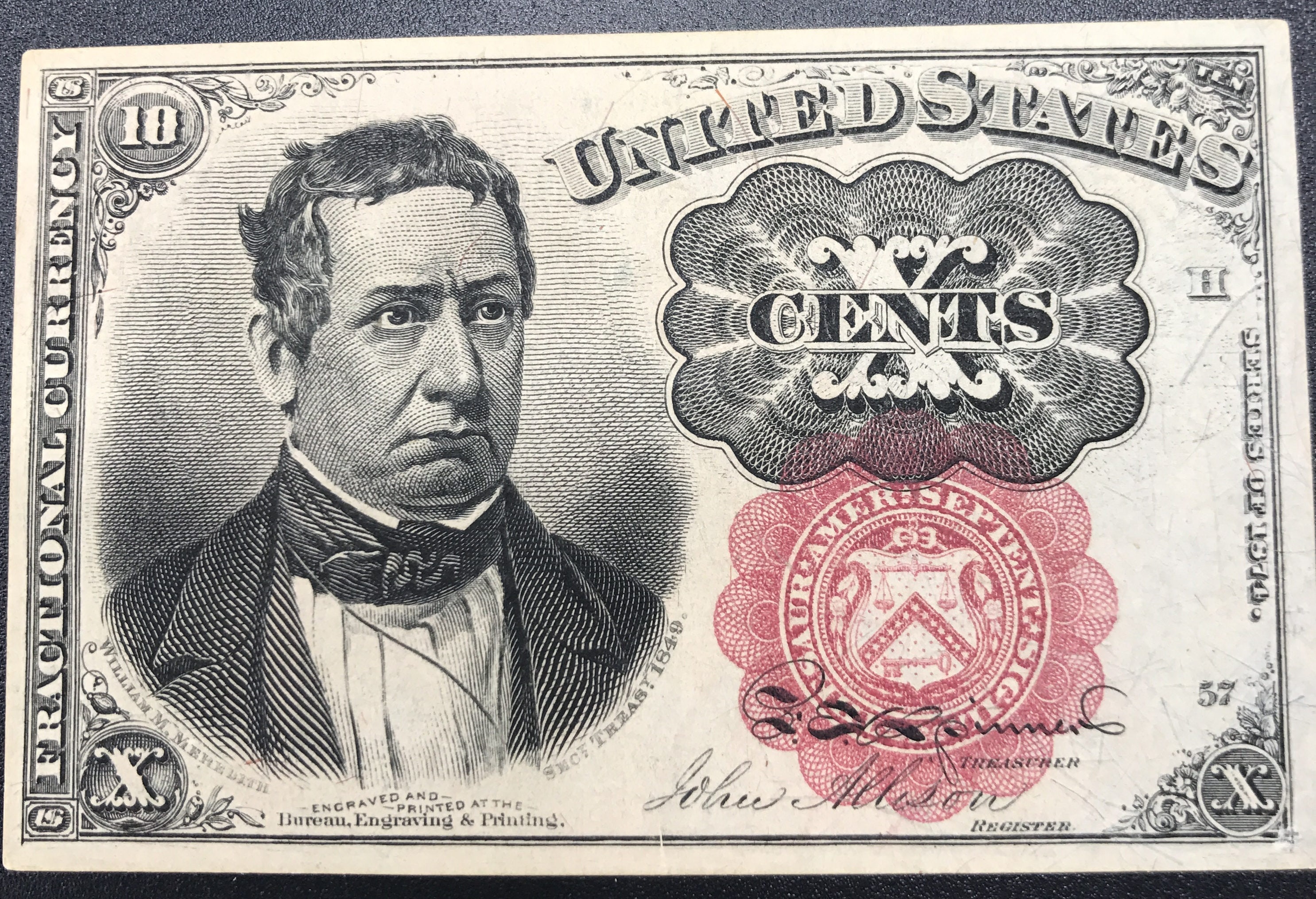 paper money Fractional Currency 5th Issue ten cent Red Seal