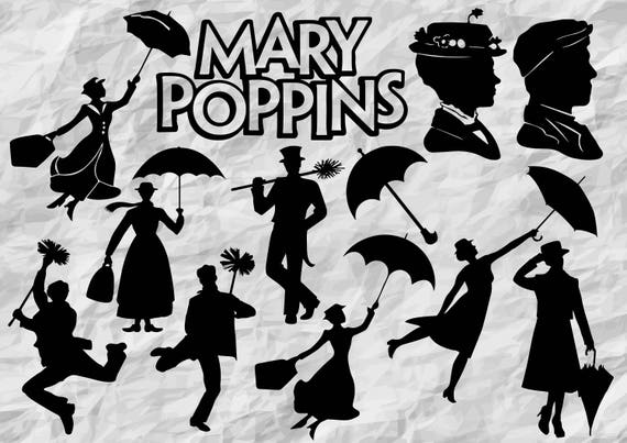 Download 12 Mary Poppins Silhouettes Mary Poppins SVG cut files